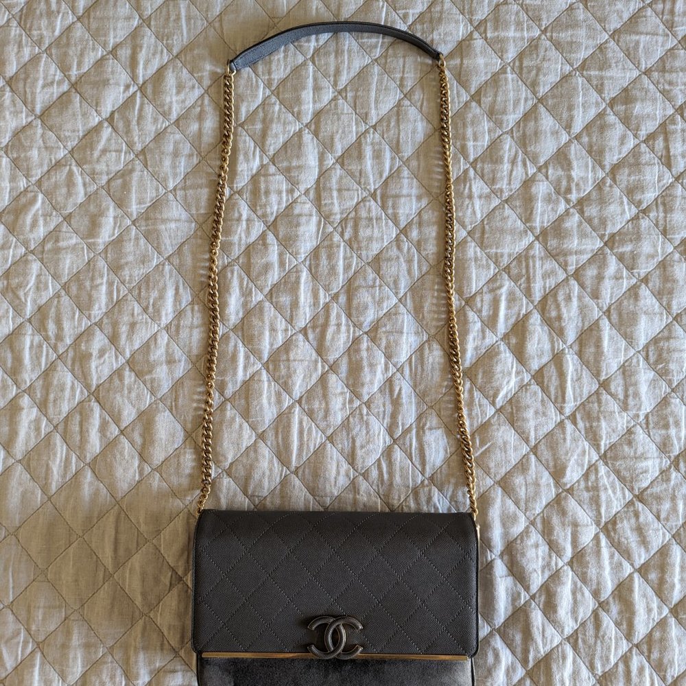 Chanel Medium Lady Coco Caviar Leather Suede Bag